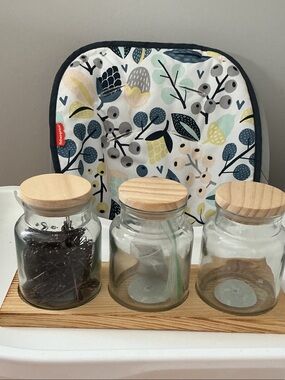 Glass  Jars with Wooden Lids - Clear/Light Wood. 🪵